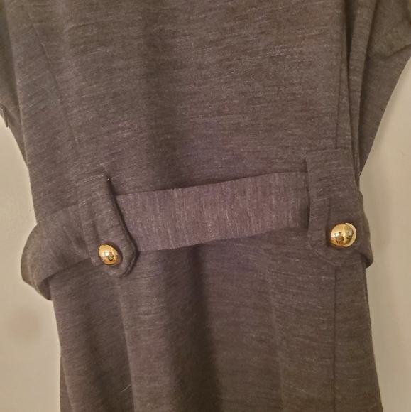 An Original Milly of New York Gray Wool Short Cap Sleeve Gold Button Dress. - Picture 10 of 15